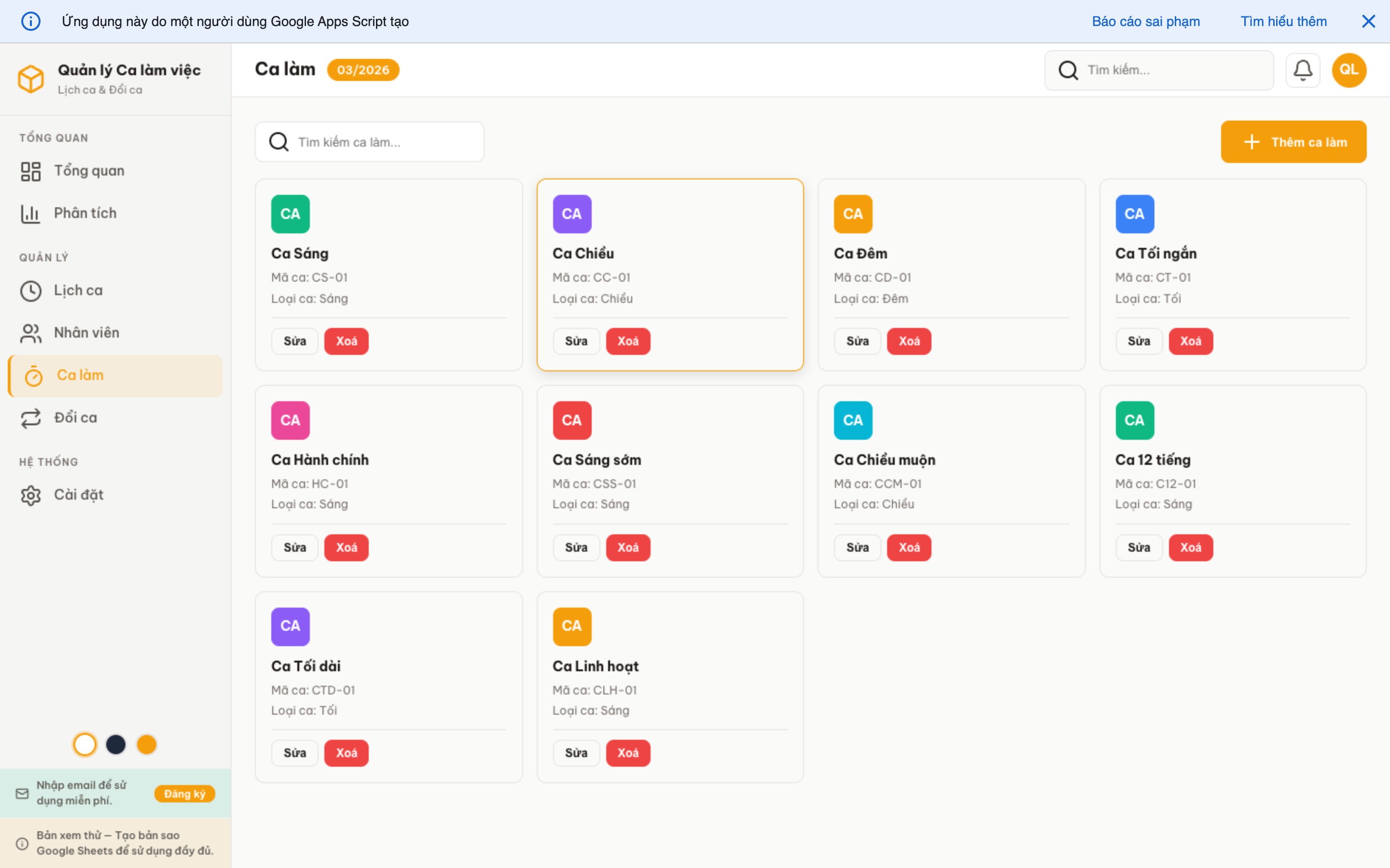 Ca làm việc screenshot 7
