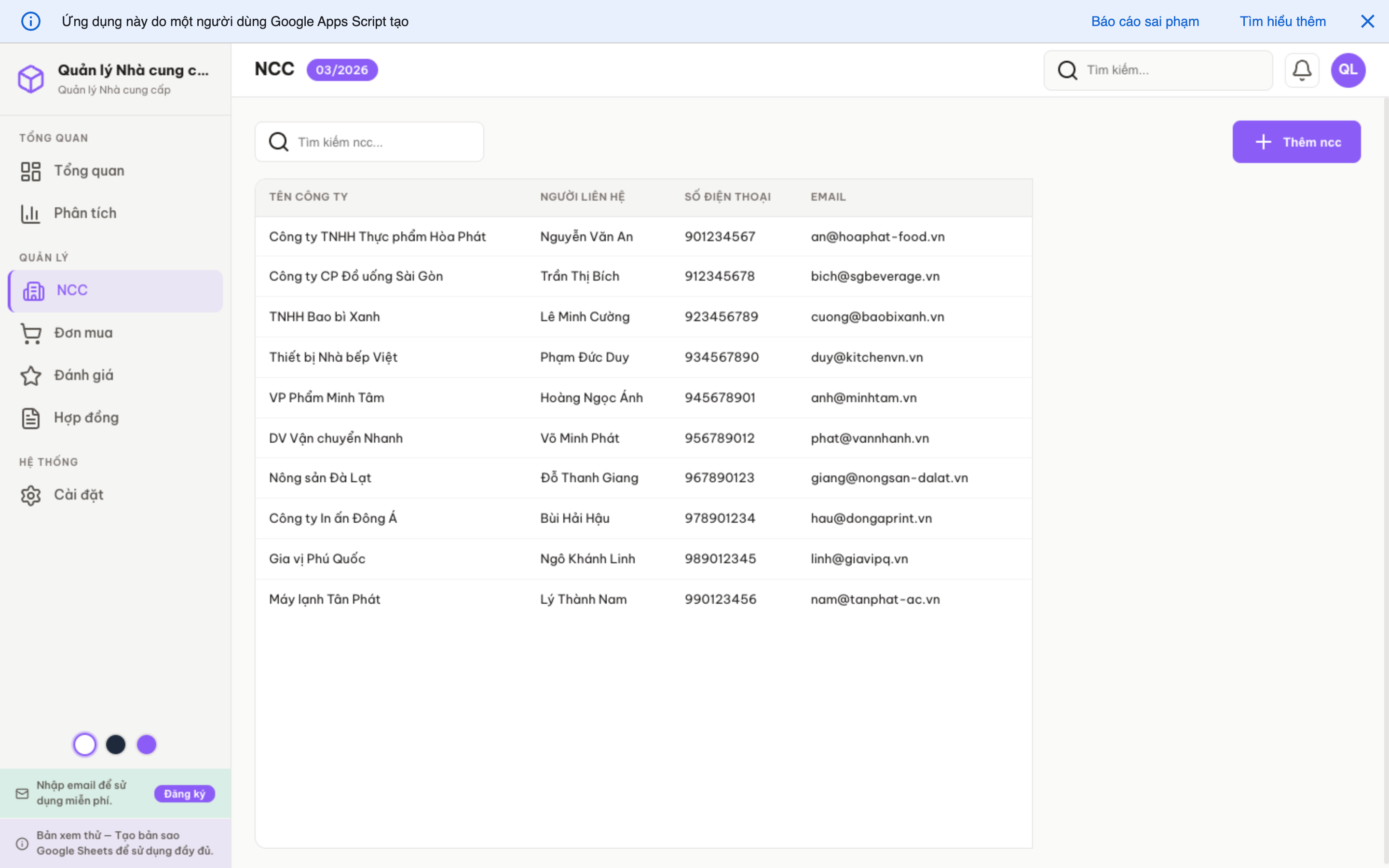 Nhà cung cấp screenshot 4
