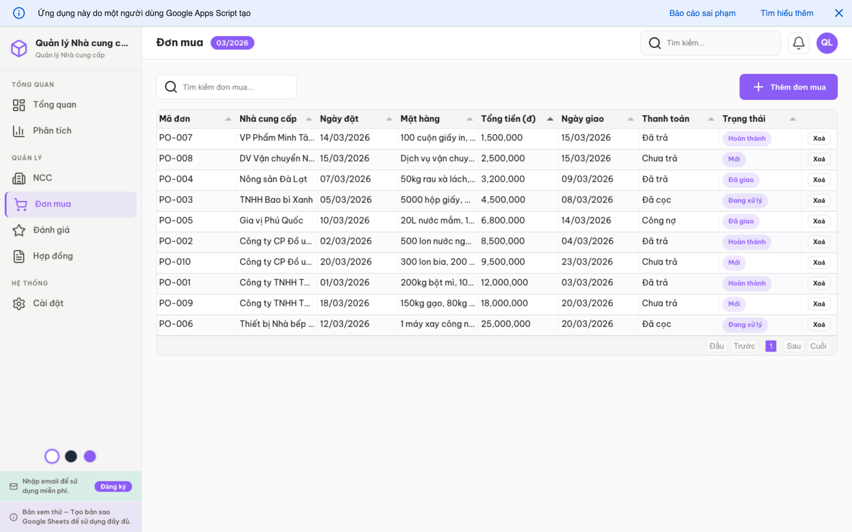 Nhà cung cấp screenshot 6