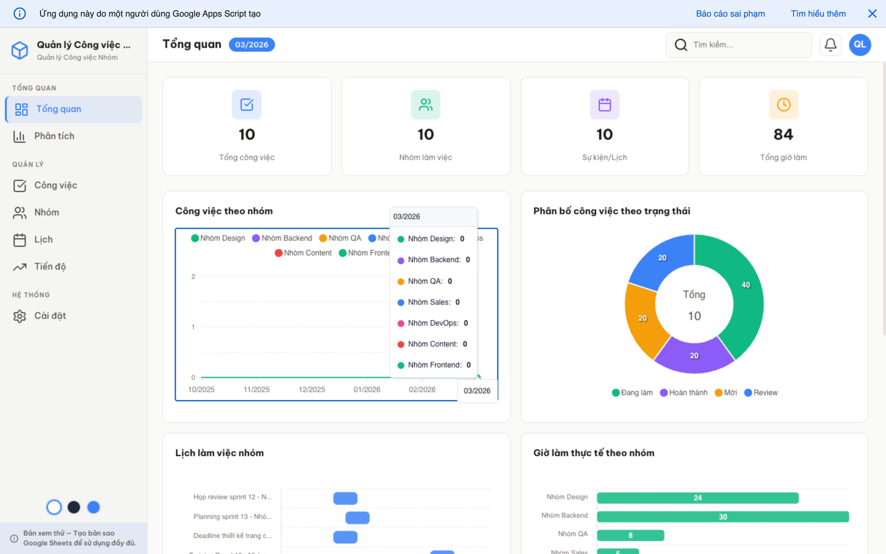 Công việc Nhóm screenshot 1