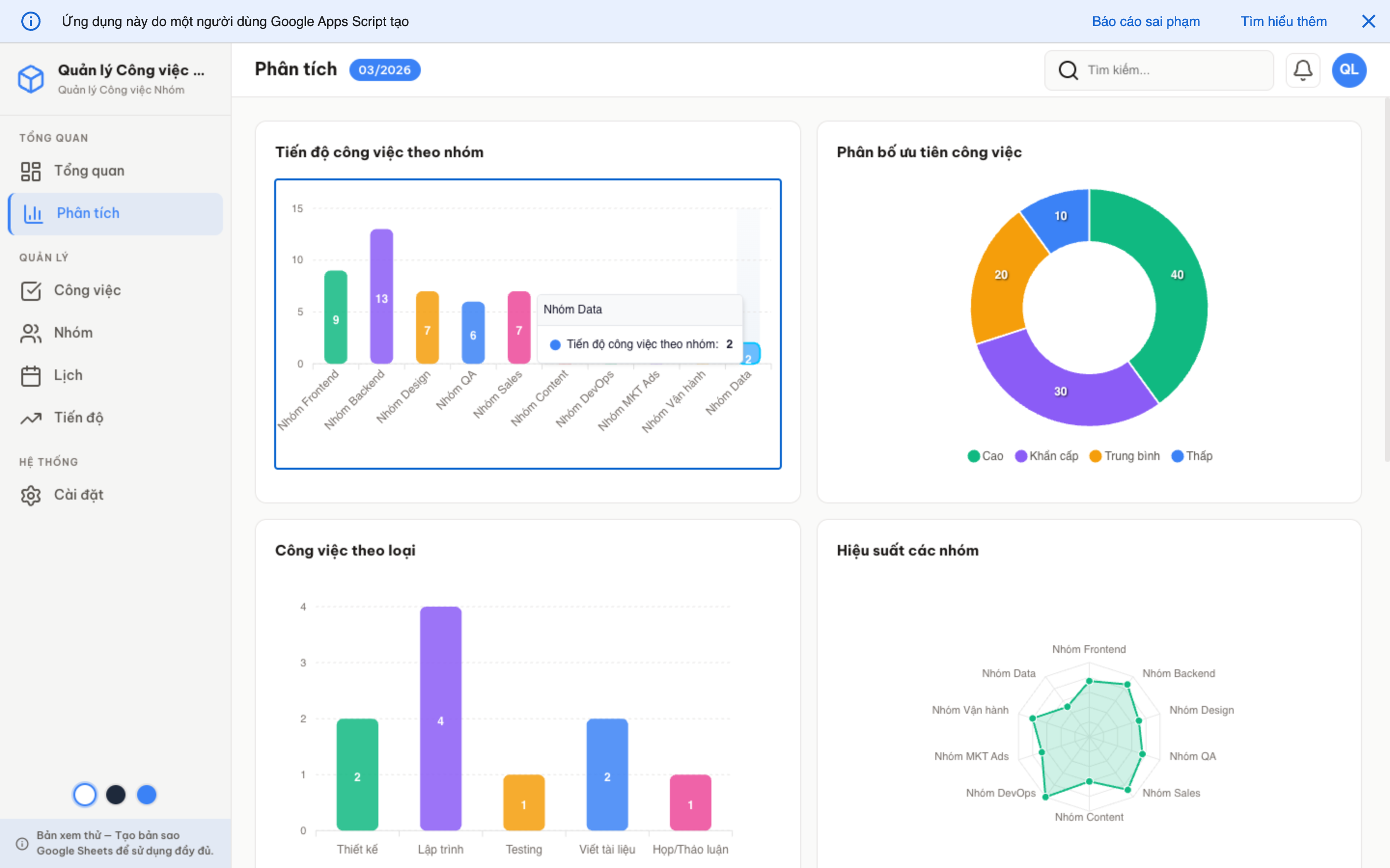 Công việc Nhóm screenshot 3