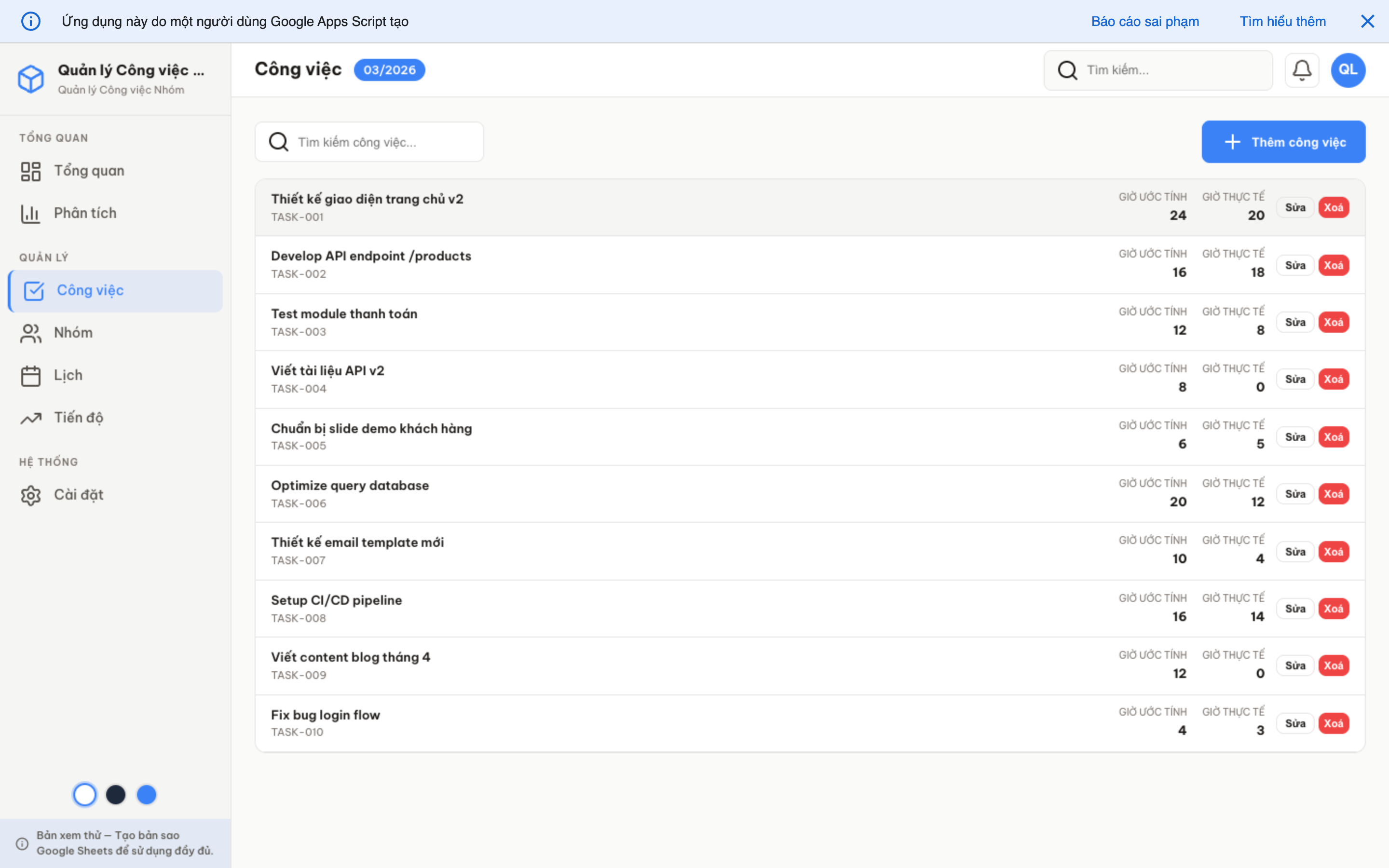 Công việc Nhóm screenshot 4