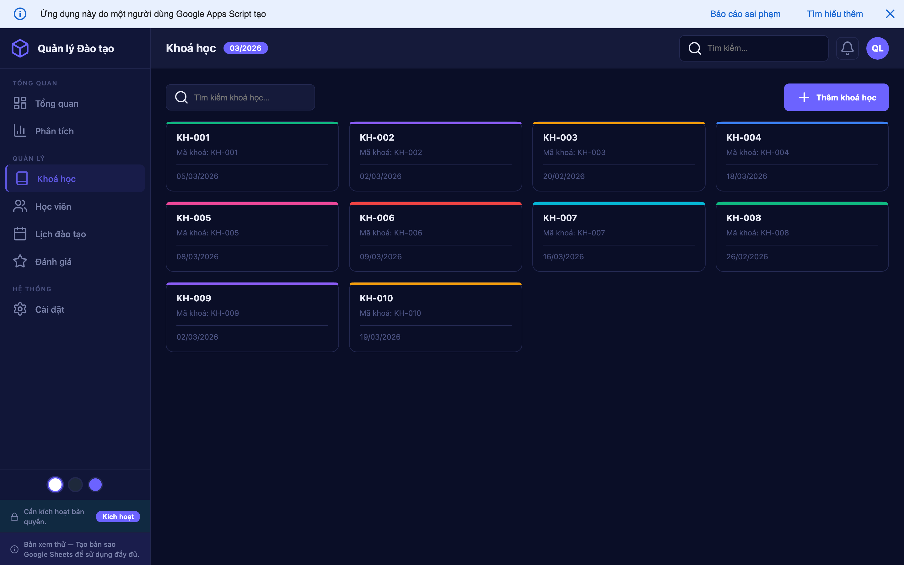 Quản lý Đào tạo screenshot 3