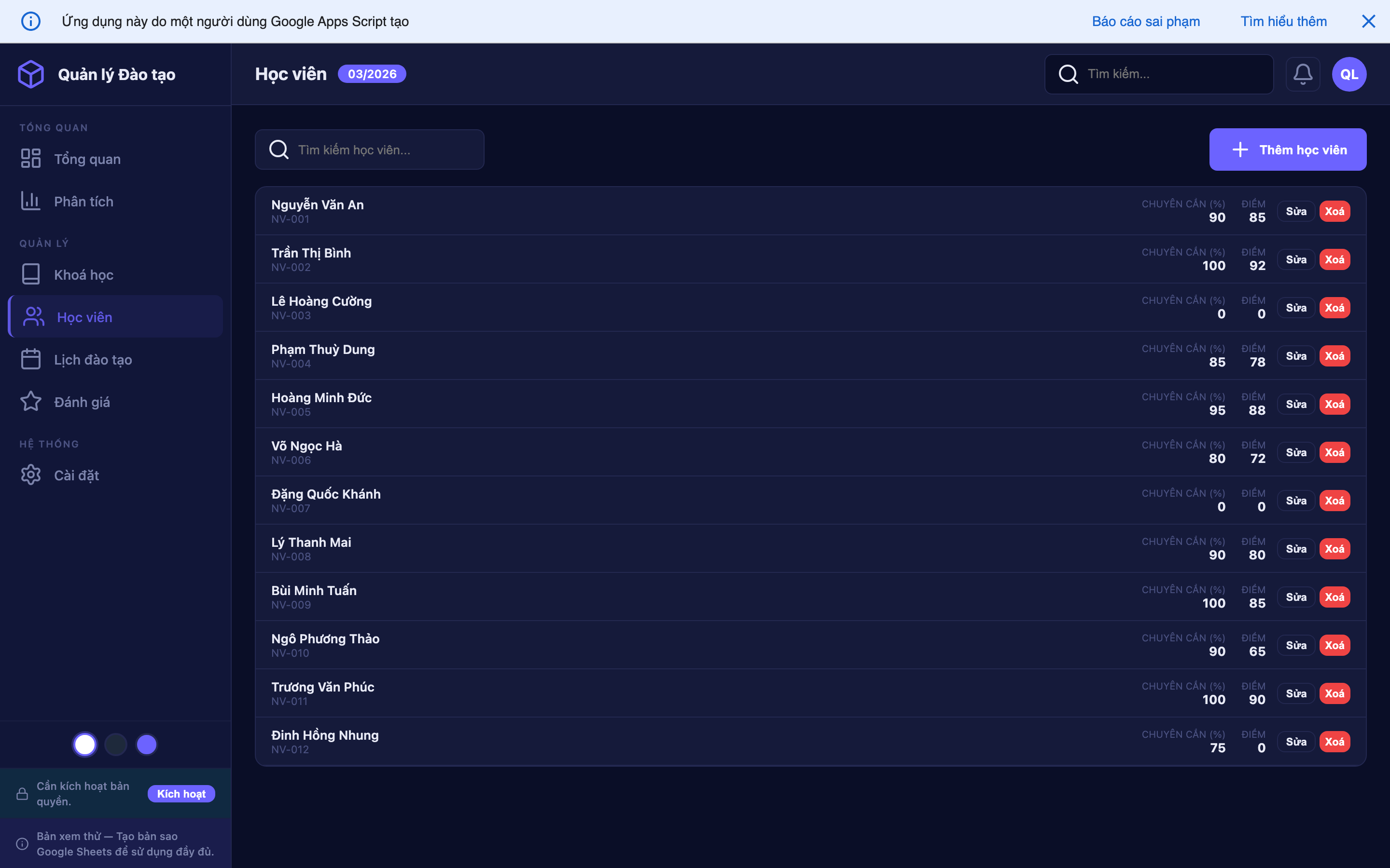 Quản lý Đào tạo screenshot 4
