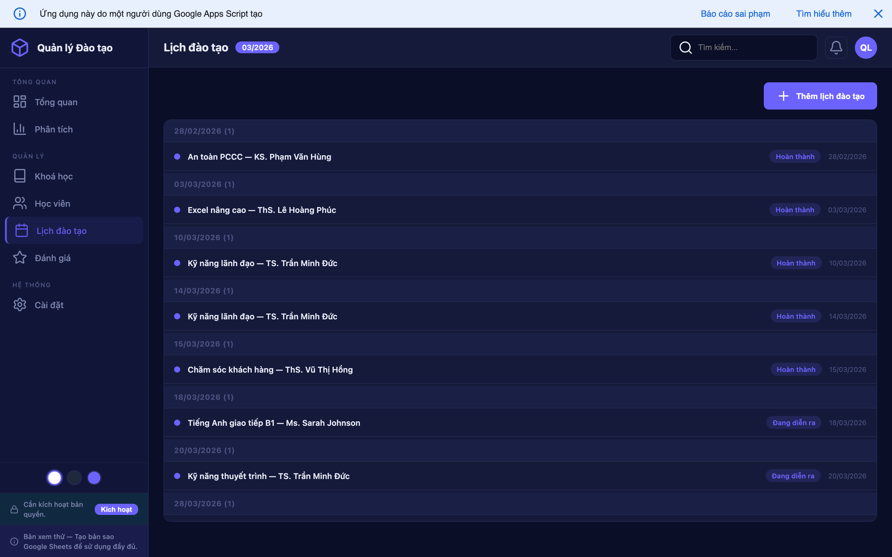 Quản lý Đào tạo screenshot 5