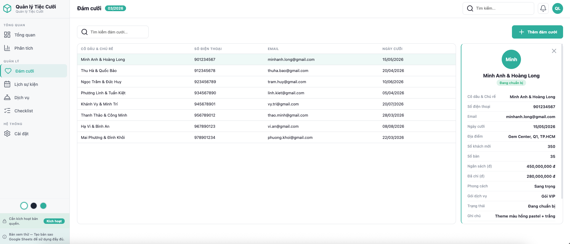 Quản lý Tiệc Cưới screenshot 4