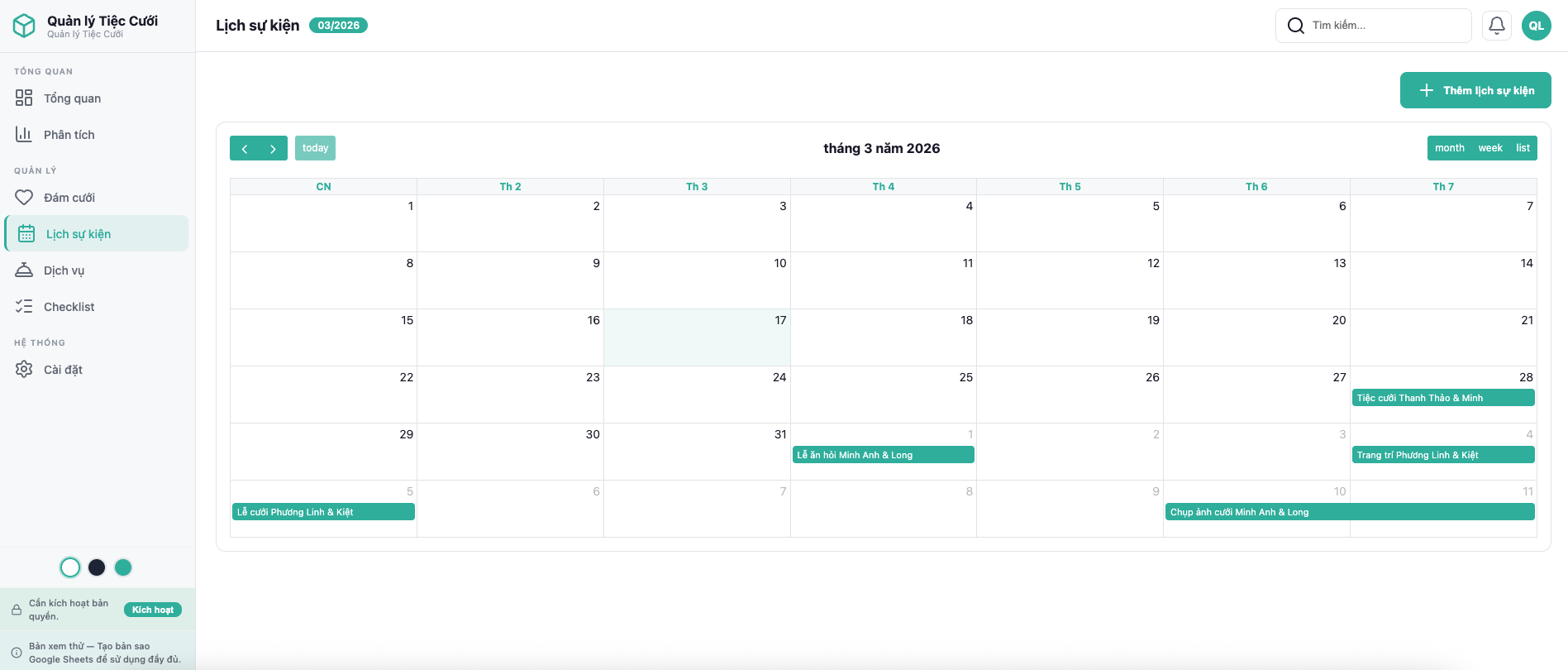 Quản lý Tiệc Cưới screenshot 5